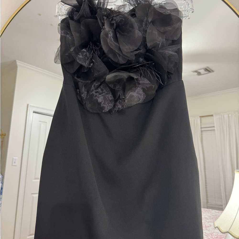 DO+BE Black Mini Dress with Floral Accents